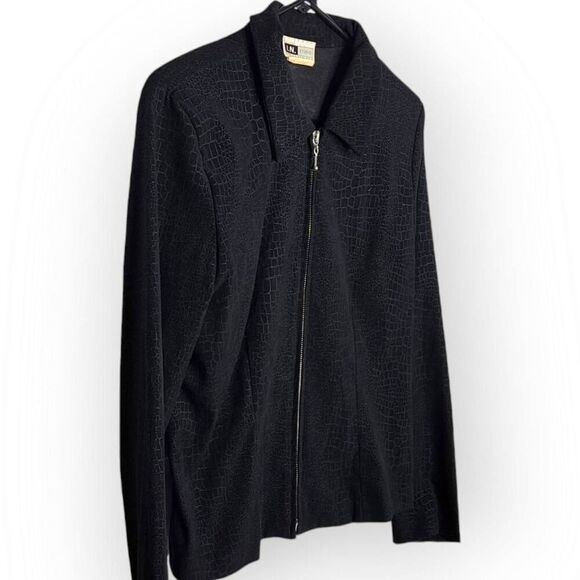 IN Studio San Francisco Vintage 90s Women's Collared Zipper Blazer Snakeskin Pri - Picture 2 of 6